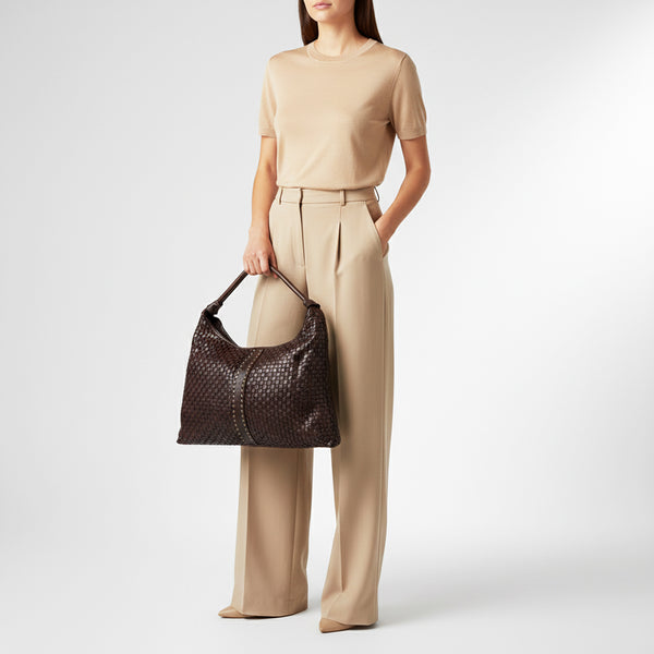 SWC141 Artisan Woven Leather Hobo Bag