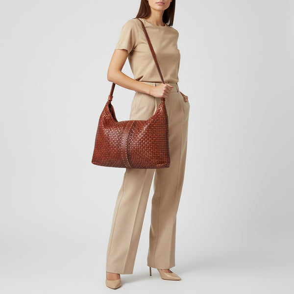 SWC141 Artisan Woven Leather Hobo Bag