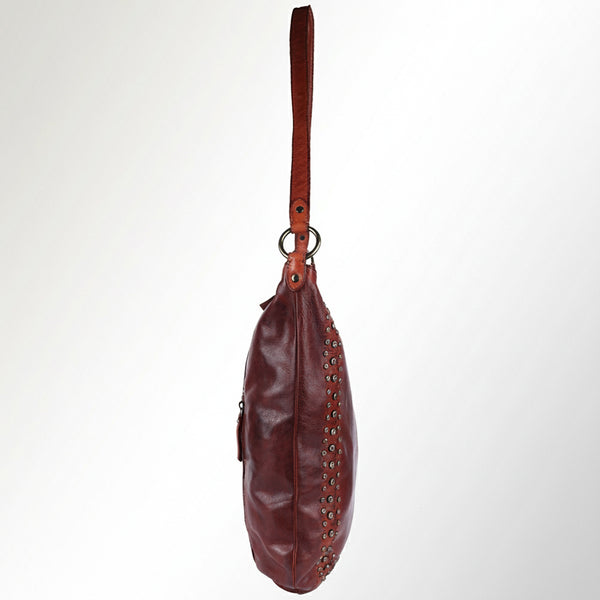 SWC142 Signature Riveted Leather Shoulder Bag