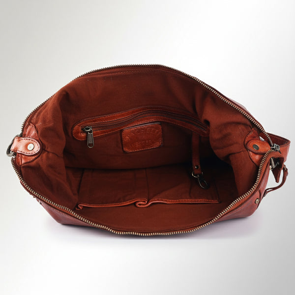 SWC142 Signature Riveted Leather Shoulder Bag