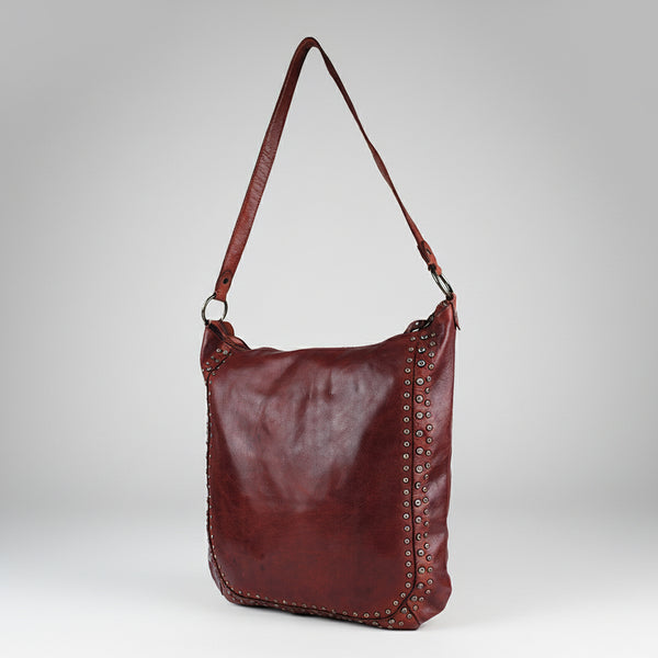 SWC142 Signature Riveted Leather Shoulder Bag