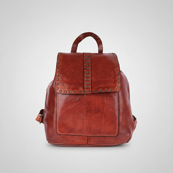 SWC145 Signature Riveted Leather Backpack
