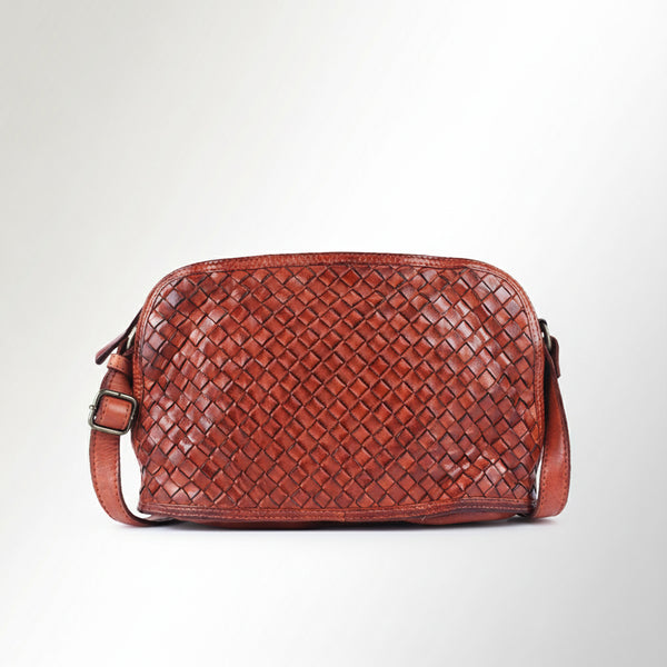 SWC148 Classic Leather Woven Crossbody