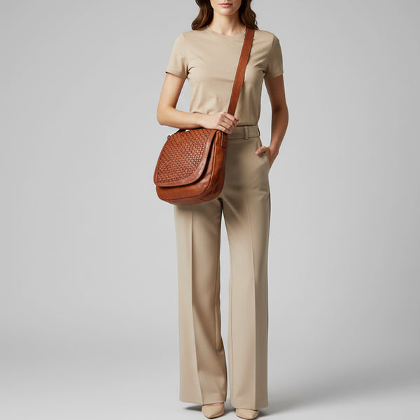 SWC160 Decorative Woven Leather Crossbody