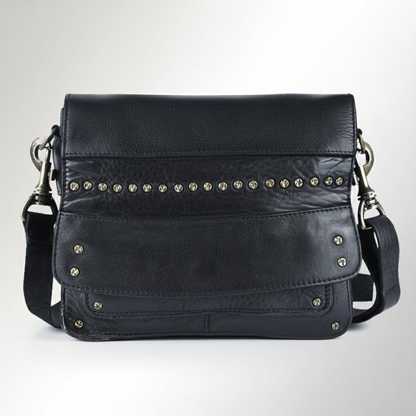SWC170 Flap-Front Studded Messenger Bag