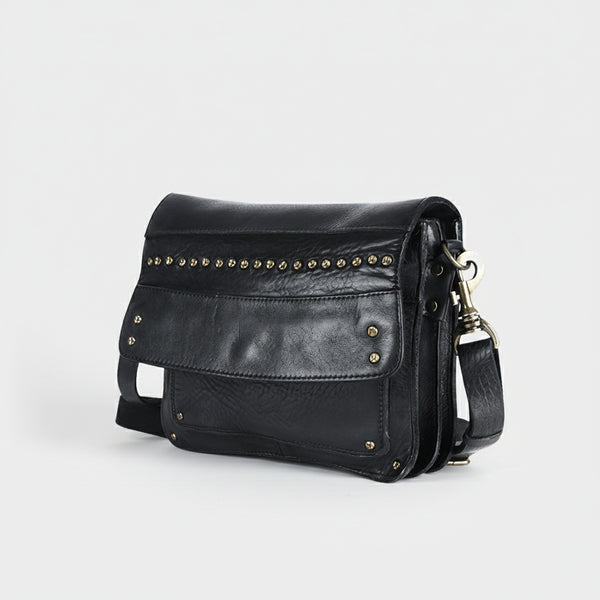 SWC170 Flap-Front Studded Messenger Bag
