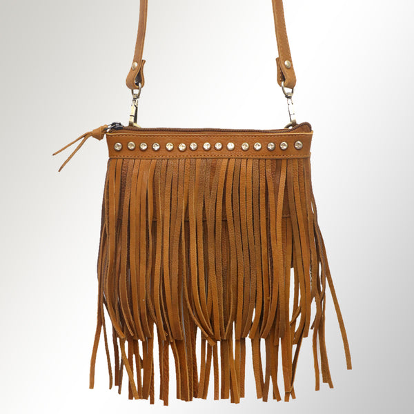 ADBGM244 Western Genuine suede Fringe Crossbody Bag - Studded Leather Festival Purse