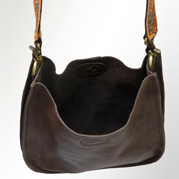 ADBGM245 Leather Crossbody Bag - Western Hand-Tooled Strap Purse