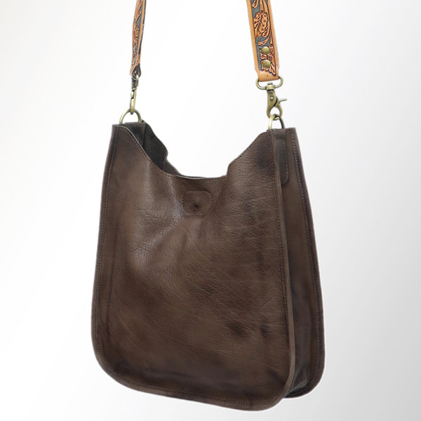 ADBGM245 Leather Crossbody Bag - Western Hand-Tooled Strap Purse