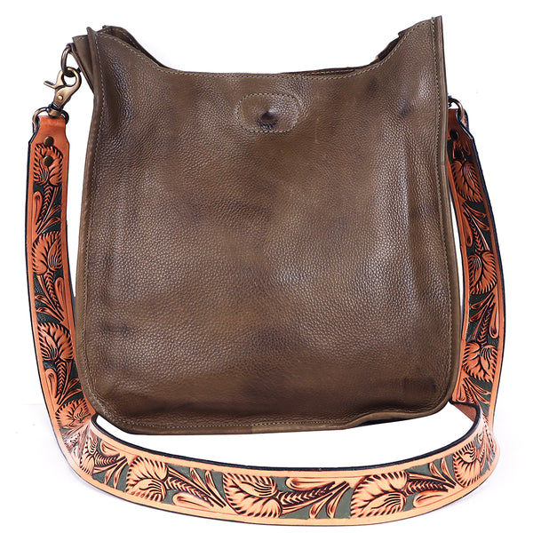 ADBGM245 Leather Crossbody Bag - Western Hand-Tooled Strap Purse
