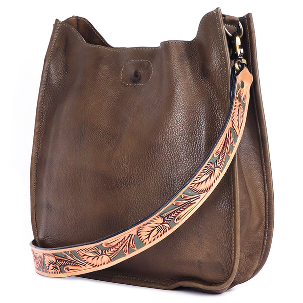 ADBGM245 Leather Crossbody Bag - Western Hand-Tooled Strap Purse
