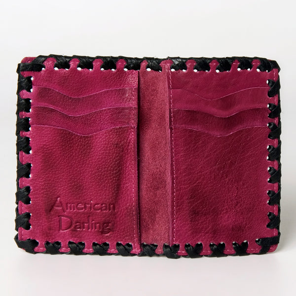 ADBGM246 Leather Whipstitch Wallet - Compact Horizontal Western Card Holder