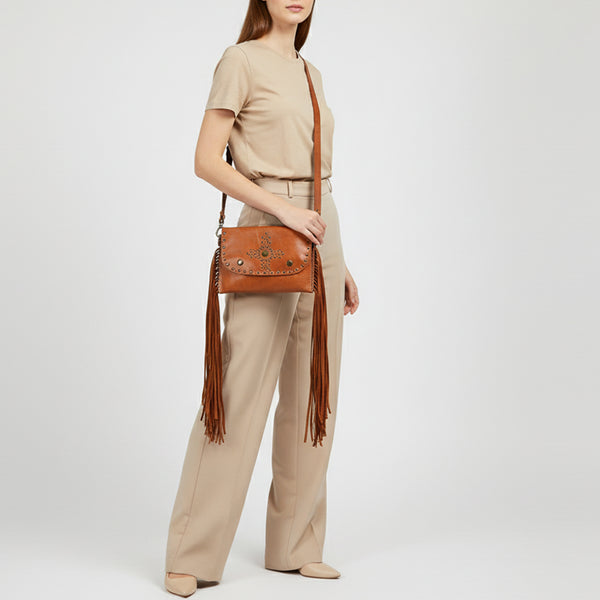 SWC147 Compact Leather Fringes Crossbody