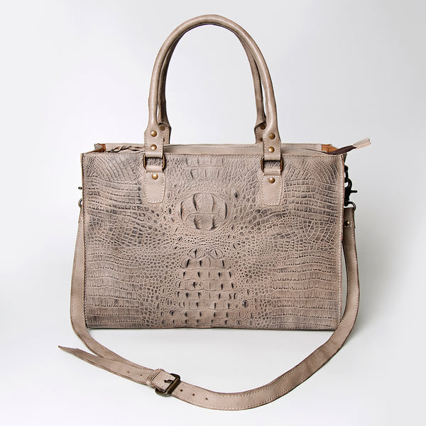 ADBG235 American Darling Western Leather Cross body Bag - Crocodile Embossed Braided Handbag