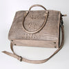 ADBG235 American Darling Western Leather Cross body Bag - Crocodile Embossed Braided Handbag