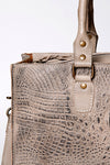 ADBG235 American Darling Western Leather Cross body Bag - Crocodile Embossed Braided Handbag