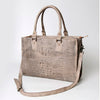 ADBG235 American Darling Western Leather Cross body Bag - Crocodile Embossed Braided Handbag