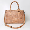 ADBG235 American Darling Western Leather Cross body Bag - Crocodile Embossed Braided Handbag