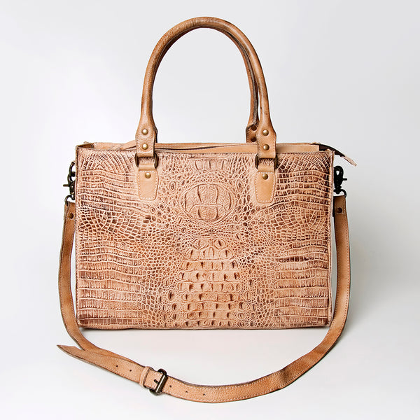 ADBG235 American Darling Western Leather Cross body Bag - Crocodile Embossed Braided Handbag