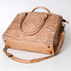 ADBG235 American Darling Western Leather Cross body Bag - Crocodile Embossed Braided Handbag