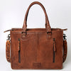 ADBG230 American Darling Western Leather Tote Bag - Hand Tooled Floral & Woven Saddle Blanket