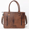 ADBG230 American Darling Western Leather Tote Bag - Hand Tooled Floral & Woven Saddle Blanket