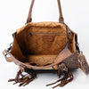 ADBG230 American Darling Western Leather Tote Bag - Hand Tooled Floral & Woven Saddle Blanket