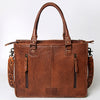 ADBG230 American Darling Western Leather Tote Bag - Hand Tooled Floral & Woven Saddle Blanket