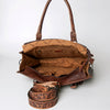 ADBG230 American Darling Western Leather Tote Bag - Hand Tooled Floral & Woven Saddle Blanket