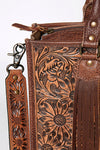 ADBG230 American Darling Western Leather Tote Bag - Hand Tooled Floral & Woven Saddle Blanket
