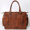 ADBG230 American Darling Western Leather Tote Bag - Hand Tooled Floral & Woven Saddle Blanket