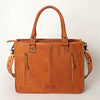 ADBG230 American Darling Western Leather Tote Bag - Hand Tooled Floral & Woven Saddle Blanket