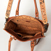 ADBG230 American Darling Western Leather Tote Bag - Hand Tooled Floral & Woven Saddle Blanket