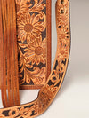 ADBG230 American Darling Western Leather Tote Bag - Hand Tooled Floral & Woven Saddle Blanket