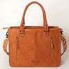 ADBG230 American Darling Western Leather Tote Bag - Hand Tooled Floral & Woven Saddle Blanket