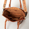 ADBG230 American Darling Western Leather Tote Bag - Hand Tooled Floral & Woven Saddle Blanket
