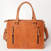ADBG230 American Darling Western Leather Tote Bag - Hand Tooled Floral & Woven Saddle Blanket