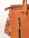 ADBG230 American Darling Western Leather Tote Bag - Hand Tooled Floral & Woven Saddle Blanket