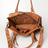 ADBG230 American Darling Western Leather Tote Bag - Hand Tooled Floral & Woven Saddle Blanket