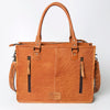 ADBG230 American Darling Hand Tooled Floral Western Leather Woven Saddle Blanket Tote Bag