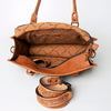 ADBG230 American Darling Hand Tooled Floral Western Leather Woven Saddle Blanket Tote Bag