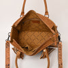 ADBG230 American Darling Hand Tooled Floral Western Leather Woven Saddle Blanket Tote Bag