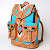 ADBG703 American Darling Handcrafted Floral Tooled Leather and Saddle Blanket Backpack Bag