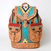 ADBG703 American Darling Handcrafted Floral Tooled Leather and Saddle Blanket Backpack Bag