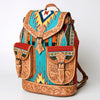 ADBG703 American Darling Handcrafted Floral Tooled Leather and Saddle Blanket Backpack Bag