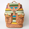 ADBG703 American Darling Handcrafted Floral Tooled Leather and Saddle Blanket Backpack Bag