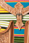 ADBG703 American Darling Handcrafted Floral Tooled Leather and Saddle Blanket Backpack Bag
