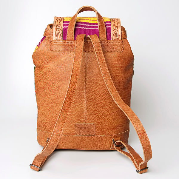 ADBG703 American Darling Handcrafted Floral Tooled Leather and Saddle Blanket Backpack Bag