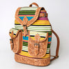 ADBG703 American Darling Handcrafted Floral Tooled Leather and Saddle Blanket Backpack Bag