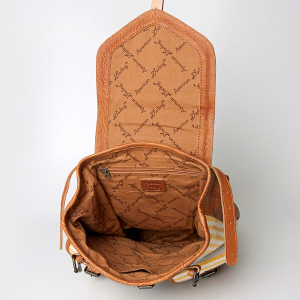 ADBG703 American Darling Handcrafted Floral Tooled Leather and Saddle Blanket Backpack Bag